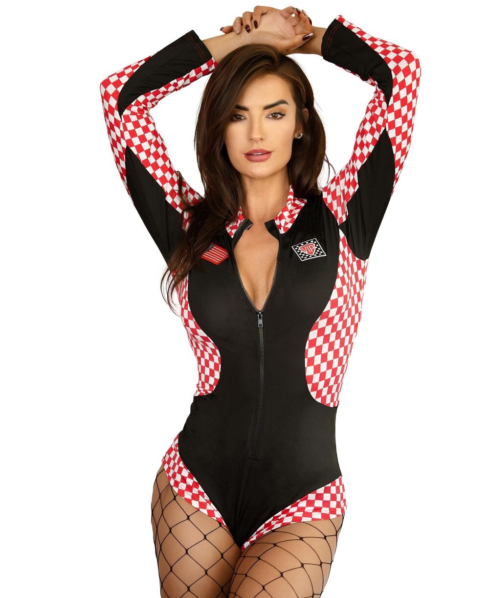 1809 Sexy Racer Costume - Racer Car Driver Costume Jumper with Zipper Extra